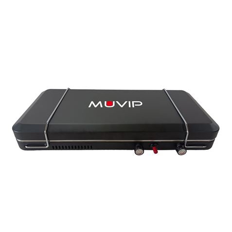 Pack Cocina Gas Portátil Premium Plancha + Doble Quemador MUVIP + Cartucho Coleman C300