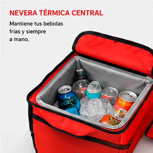 ⏳ PRERESERVA — Silla Doble Plegable de Camping con Nevera y Sombrilla SUNGARDEN