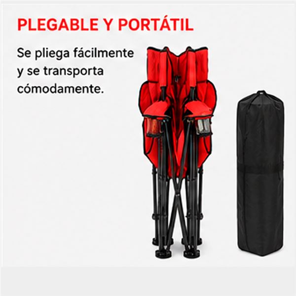 ⏳ PRERESERVA — Silla Doble Plegable de Camping con Nevera y Sombrilla SUNGARDEN