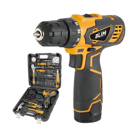 Kit Taladro Atornillador 12V 1.5Ah + 30 Herramientas BLIM