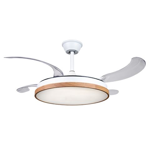 Ventilador de Techo con Aspas Retráctiles y Luz LED MADERA